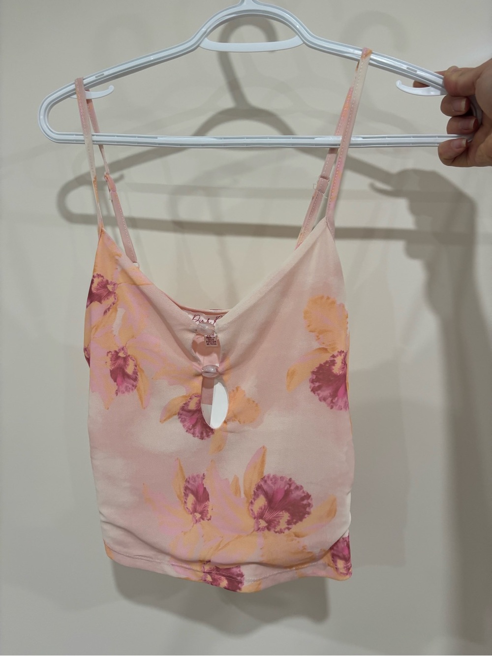Pink Rose Pink & Peach Floral Spaghetti Strap Cami